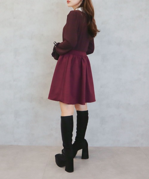 CECIL McBEE（セシルマクビー）の「フェイクシャツリボンワンピース（ワンピース・レディース・ベージュ/ボルドー/ブラック/グレー・MEDIUM）」の7枚目の写真