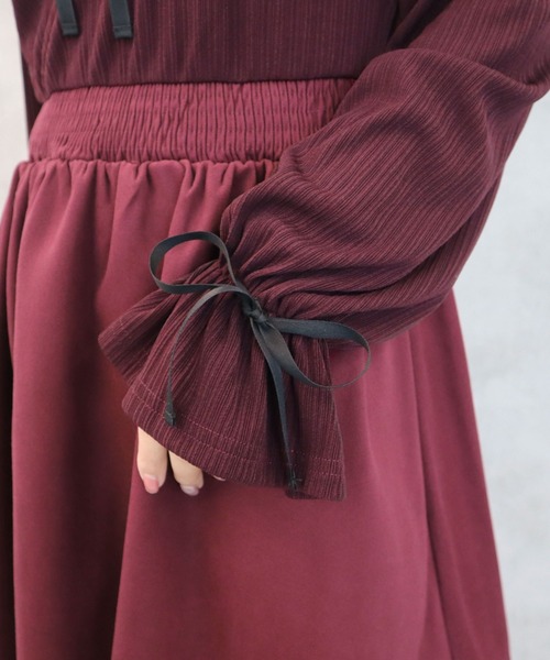 CECIL McBEE（セシルマクビー）の「フェイクシャツリボンワンピース（ワンピース・レディース・ベージュ/ボルドー/ブラック/グレー・MEDIUM）」の10枚目の写真