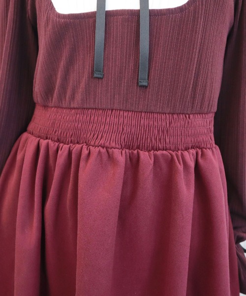 CECIL McBEE（セシルマクビー）の「フェイクシャツリボンワンピース（ワンピース・レディース・ベージュ/ボルドー/ブラック/グレー・MEDIUM）」の11枚目の写真