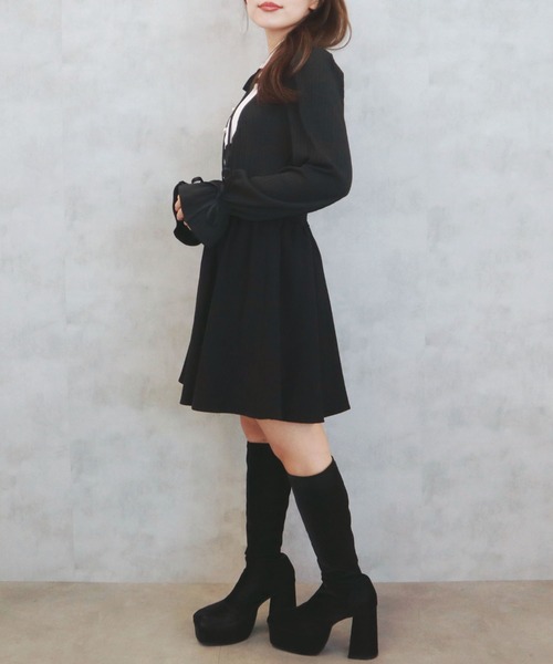 CECIL McBEE（セシルマクビー）の「フェイクシャツリボンワンピース（ワンピース・レディース・ベージュ/ボルドー/ブラック/グレー・MEDIUM）」の14枚目の写真