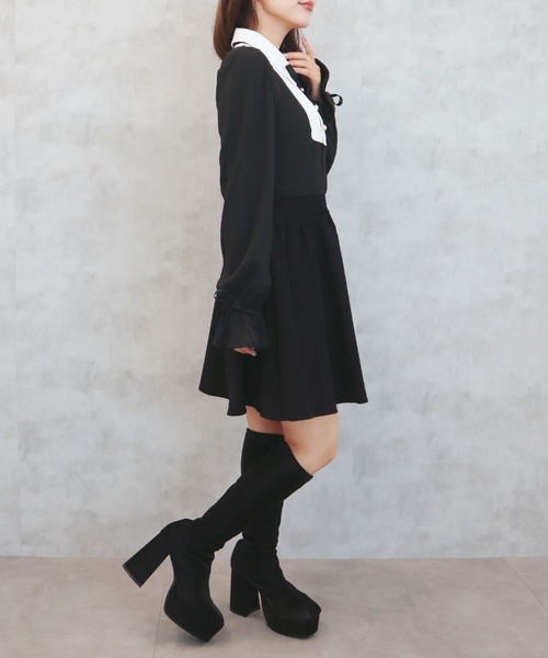 CECIL McBEE（セシルマクビー）の「フェイクシャツリボンワンピース（ワンピース・レディース・ベージュ/ボルドー/ブラック/グレー・MEDIUM）」の16枚目の写真