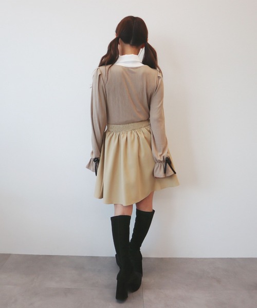 CECIL McBEE（セシルマクビー）の「フェイクシャツリボンワンピース（ワンピース・レディース・ベージュ/ボルドー/ブラック/グレー・MEDIUM）」の19枚目の写真