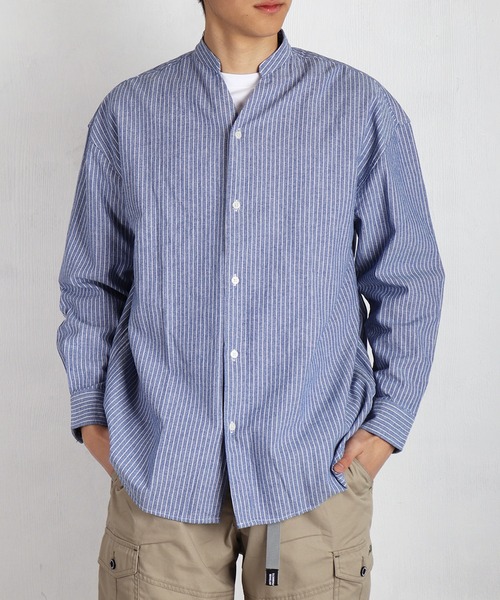 WESTSEA(ウエストシー)の「綿100% パナマ素材 スキッパー長袖シャツ オーバーサイズ 無地 ストライプ(シャツ/ブラウス・メンズ・ネイビー/ブラック/ネイビー系/ホワイト系その他/ピンク/ホワイト・L/M)」の5枚目の写真