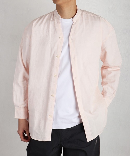 WESTSEA(ウエストシー)の「綿100% パナマ素材 スキッパー長袖シャツ オーバーサイズ 無地 ストライプ(シャツ/ブラウス・メンズ・ネイビー/ブラック/ネイビー系/ホワイト系その他/ピンク/ホワイト・L/M)」の6枚目の写真