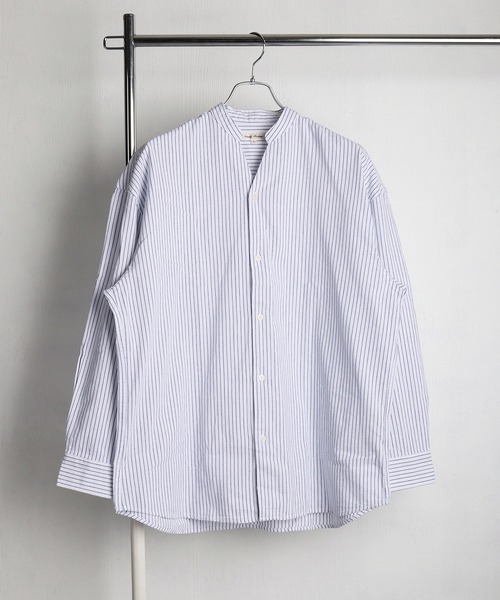 WESTSEA(ウエストシー)の「綿100% パナマ素材 スキッパー長袖シャツ オーバーサイズ 無地 ストライプ(シャツ/ブラウス・メンズ・ネイビー/ブラック/ネイビー系/ホワイト系その他/ピンク/ホワイト・L/M)」の10枚目の写真