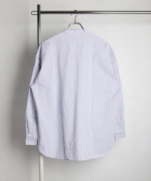 WESTSEA(ウエストシー)の「綿100% パナマ素材 スキッパー長袖シャツ オーバーサイズ 無地 ストライプ(シャツ/ブラウス・メンズ・ネイビー/ブラック/ネイビー系/ホワイト系その他/ピンク/ホワイト・L/M)」の11枚目の写真