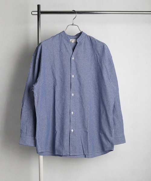 WESTSEA(ウエストシー)の「綿100% パナマ素材 スキッパー長袖シャツ オーバーサイズ 無地 ストライプ(シャツ/ブラウス・メンズ・ネイビー/ブラック/ネイビー系/ホワイト系その他/ピンク/ホワイト・L/M)」の19枚目の写真