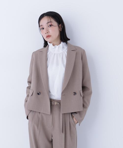 NATURAL BEAUTY BASIC(ナチュラルビューティーベーシック)の「◇クラッシー SETUP ショート丈ジャケット(テーラードジャケット・レディース・カーキ/ブラウン・MEDIUM/SMALL)」の2枚目の写真
