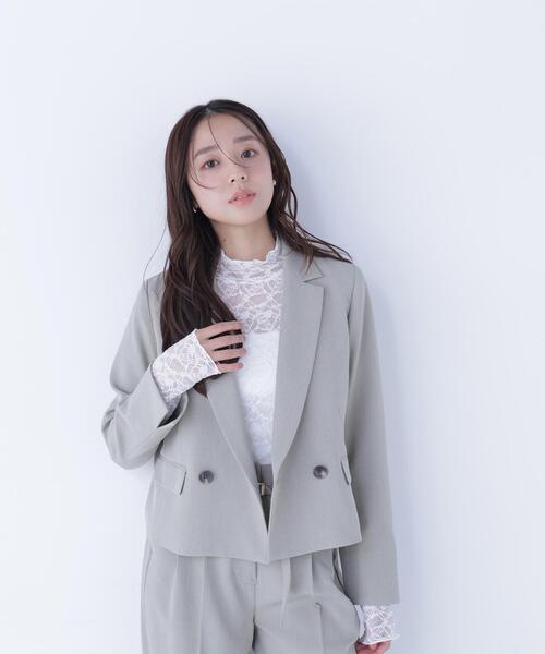 NATURAL BEAUTY BASIC(ナチュラルビューティーベーシック)の「◇クラッシー SETUP ショート丈ジャケット(テーラードジャケット・レディース・カーキ/ブラウン・MEDIUM/SMALL)」の4枚目の写真