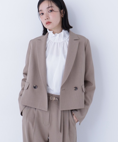 NATURAL BEAUTY BASIC（ナチュラルビューティーベーシック）の「◇クラッシー SETUP ショート丈ジャケット（テーラードジャケット・レディース・カーキ/ブラウン・MEDIUM/SMALL）」の2枚目の写真