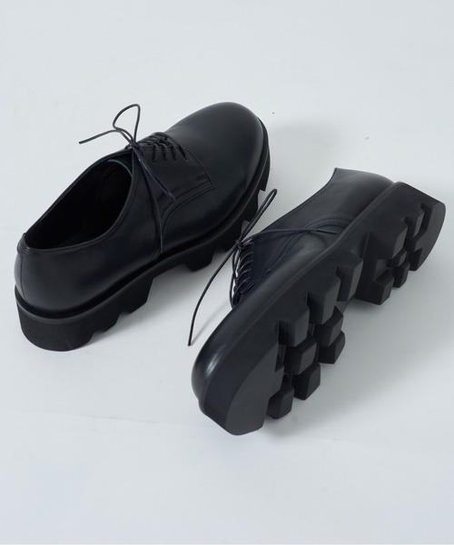 PADRONE(パドローネ)の「【PADRONE】別注 PLAIN TOE with Chunky Sole (WATER PROOF LEATHER) 厚底プレーントゥシューズ PU8759-2006(ドレスシューズ・メンズ・ブラック・41/40)」の2枚目の写真