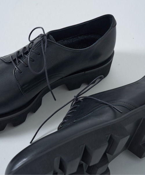 PADRONE(パドローネ)の「【PADRONE】別注 PLAIN TOE with Chunky Sole (WATER PROOF LEATHER) 厚底プレーントゥシューズ PU8759-2006(ドレスシューズ・メンズ・ブラック・41/40)」の4枚目の写真