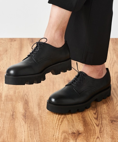 PADRONE(パドローネ)の「【PADRONE】別注 PLAIN TOE with Chunky Sole (WATER PROOF LEATHER) 厚底プレーントゥシューズ PU8759-2006(ドレスシューズ・メンズ・ブラック・41/40)」の5枚目の写真