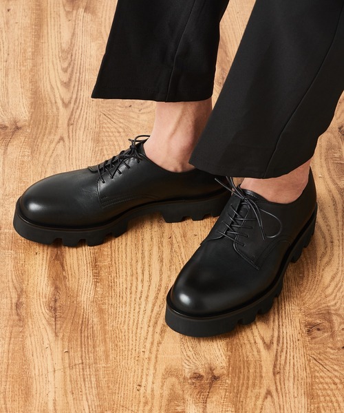 PADRONE(パドローネ)の「【PADRONE】別注 PLAIN TOE with Chunky Sole (WATER PROOF LEATHER) 厚底プレーントゥシューズ PU8759-2006(ドレスシューズ・メンズ・ブラック・41/40)」の6枚目の写真