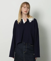 CADUNE（カデュネ）の「衿レースラガーニット（ニット/セーター）」