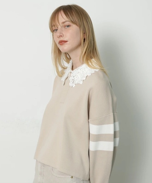 CADUNE（カデュネ）の「衿レースラガーニット（ニット/セーター・レディース・ライトグレー/ネイビー/ベージュ・38）」の22枚目の写真