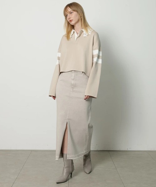 CADUNE（カデュネ）の「衿レースラガーニット（ニット/セーター・レディース・ライトグレー/ネイビー/ベージュ・38）」の18枚目の写真