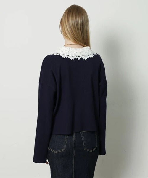 CADUNE（カデュネ）の「衿レースラガーニット（ニット/セーター・レディース・ライトグレー/ネイビー/ベージュ・38）」の16枚目の写真