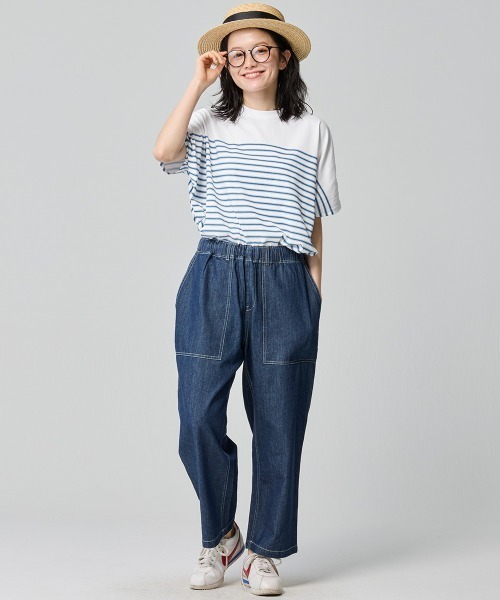 KRIFF MAYER Lady's Collection(クリフメイヤーレディースコレクション)の「【吸水速乾】COOL MAXコクーンボーダーTシャツ(Tシャツ/カットソー・レディース・ブラック/ホワイト系その他2/オフホワイト/ベージュ/ホワイト系その他・LARGE/MEDIUM)」の7枚目の写真