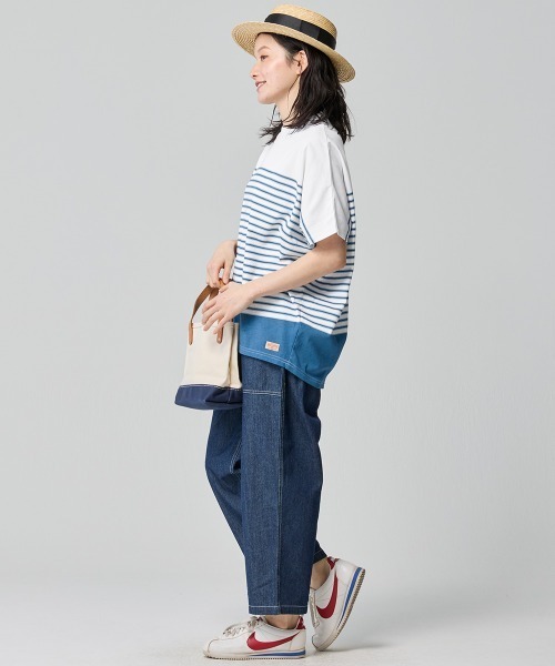 KRIFF MAYER Lady's Collection(クリフメイヤーレディースコレクション)の「【吸水速乾】COOL MAXコクーンボーダーTシャツ(Tシャツ/カットソー・レディース・ブラック/ホワイト系その他2/オフホワイト/ベージュ/ホワイト系その他・LARGE/MEDIUM)」の8枚目の写真