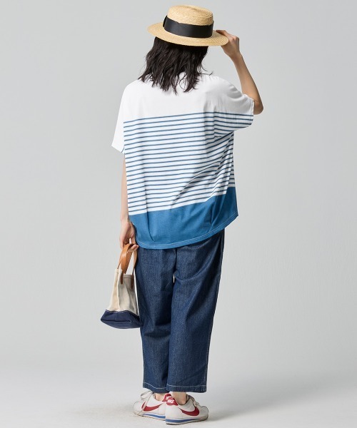 KRIFF MAYER Lady's Collection(クリフメイヤーレディースコレクション)の「【吸水速乾】COOL MAXコクーンボーダーTシャツ(Tシャツ/カットソー・レディース・ブラック/ホワイト系その他2/オフホワイト/ベージュ/ホワイト系その他・LARGE/MEDIUM)」の9枚目の写真