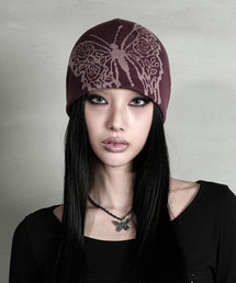 DARLING, YOU'RE BAD（ダーリンユーアーバッド）の「ROSE BUTTERFLY BEANIE #MAUVE（ニットキャップ/ビーニー）」