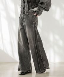 Heather | ハイウエストスリットデニムパンツ　647649(デニムパンツ)