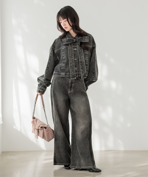 Heather（ヘザー）の「ハイウエストスリットデニムパンツ　647649（デニムパンツ・レディース・ブラック/ベージュ・S/M）」の5枚目の写真