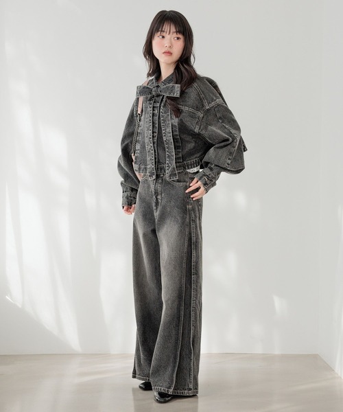 Heather（ヘザー）の「ハイウエストスリットデニムパンツ　647649（デニムパンツ・レディース・ブラック/ベージュ・S/M）」の6枚目の写真