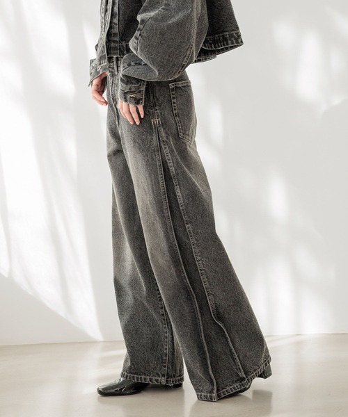 Heather（ヘザー）の「ハイウエストスリットデニムパンツ　647649（デニムパンツ・レディース・ブラック/ベージュ・S/M）」の9枚目の写真