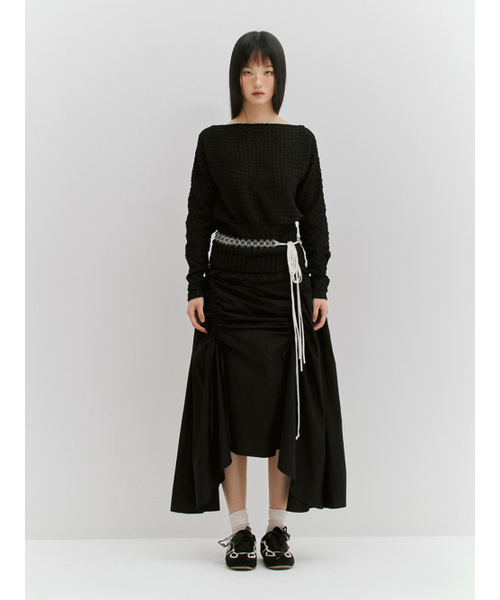 MEENDERI(ミーンデリ)の「WAVE JACQUARD OFF-SHOULDER TOP - BLACK(Tシャツ/カットソー・レディース・その他・ONE SIZE)」の2枚目の写真