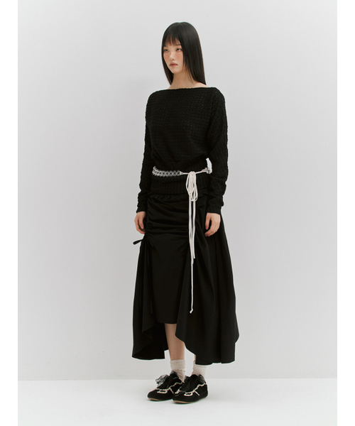 MEENDERI(ミーンデリ)の「WAVE JACQUARD OFF-SHOULDER TOP - BLACK(Tシャツ/カットソー・レディース・その他・ONE SIZE)」の3枚目の写真