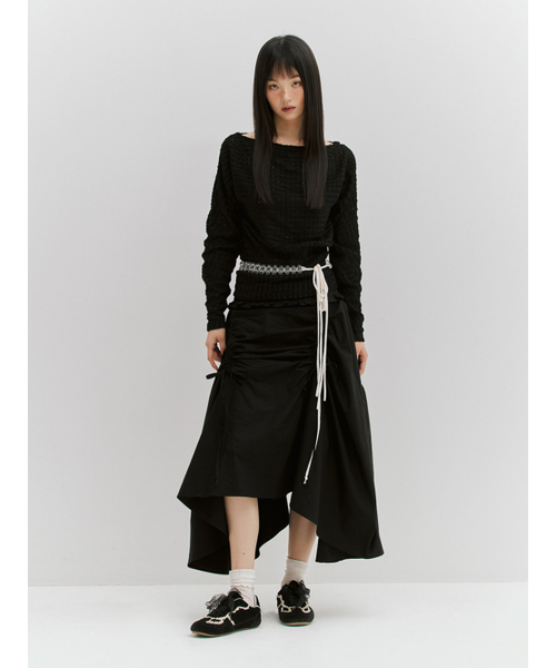 MEENDERI(ミーンデリ)の「WAVE JACQUARD OFF-SHOULDER TOP - BLACK(Tシャツ/カットソー・レディース・その他・ONE SIZE)」の4枚目の写真