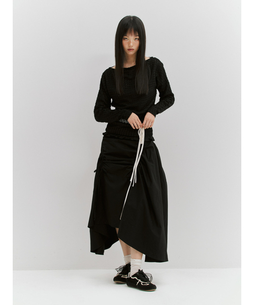 MEENDERI(ミーンデリ)の「WAVE JACQUARD OFF-SHOULDER TOP - BLACK(Tシャツ/カットソー・レディース・その他・ONE SIZE)」の5枚目の写真