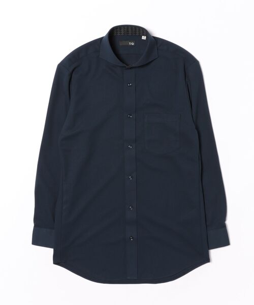 TAKA-Q（タカキュー）の「ワイシャツ メンズ ストレッチ 吸水速乾 ノンアイロン カッタウェイ 長袖 ビジネス ドレス NEWスタンダードフィット（ビジネスシャツ・メンズ・ネイビー・首回り39cm-裄丈80cm/首回り45cm-裄丈86cm/首回り37cm-裄丈80cm/首回り41cm-裄丈86cm/首回り43cm-裄丈86cm/首回り43cm-裄丈82cm/首回り41cm-裄丈82cm/首回り39cm-裄丈84cm）」の2枚目の写真