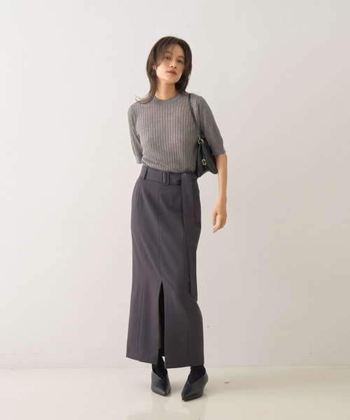 DESIGNWORKS（デザインワークス）の「フロントスリット切替えベルテッドロングスカート（スカート・レディース・ブラウン・36）」の20枚目の写真
