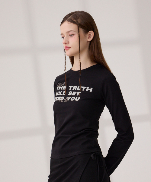 DANGLEDROP(ダングルドロップ)の「DGDP FREE YOUセミクロップロングスリーブブラック(Tシャツ/カットソー・レディース・その他・FREE)」の5枚目の写真