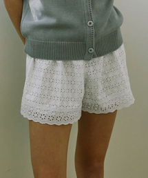 Flower Punching Lace Shorts - White
