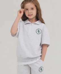 PIANER KIDS（ピアネールキッズ）の「サークルロゴ半ジップオーバーサイズ半袖（ホワイトメランジ）（その他トップス）」