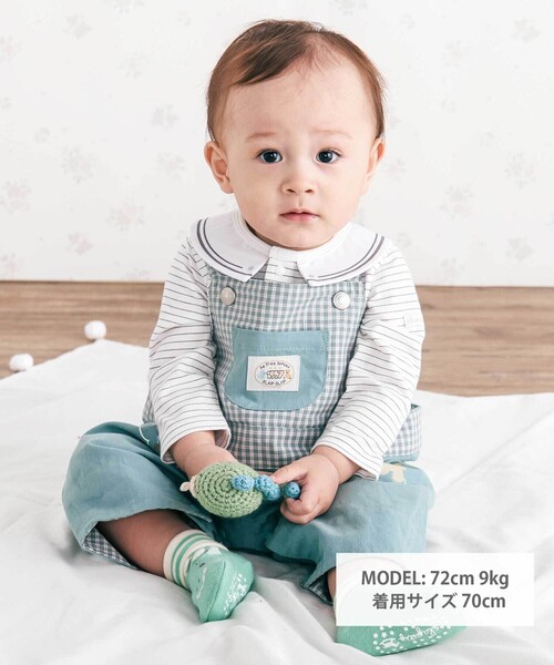 SLAP SLIP BABY(スラップスリップベビー)の「ドットボーダー襟付きボディミニベビー(70~80cm)(ロンパース・キッズ・ホワイト系その他/ホワイト系その他2・70cm/80cm)」の3枚目の写真
