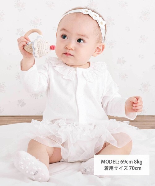 SLAP SLIP BABY(スラップスリップベビー)の「ドットボーダー襟付きボディミニベビー(70~80cm)(ロンパース・キッズ・ホワイト系その他/ホワイト系その他2・70cm/80cm)」の4枚目の写真