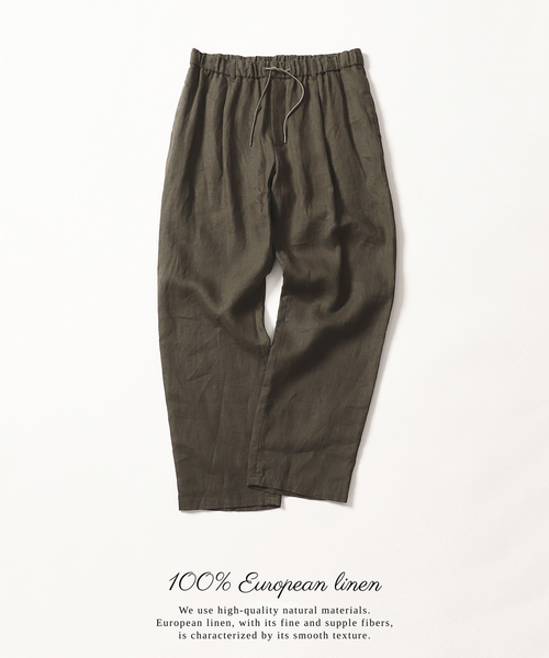 B.C STOCK（ベーセーストック）の「ヨーロッパリネン100% イージーパンツ（スラックス・メンズ・ネイビー/ホワイト/ブラック/アイボリー/カーキ・SMALL/MEDIUM/LARGE）」の5枚目の写真