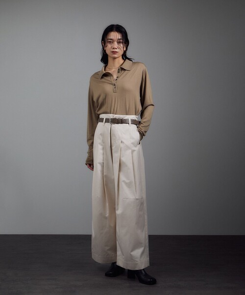 SALON adam et rope'（サロン アダム エ ロペ）の「【W S（ドゥーブル）】レザースクエアバックルベルト 2（ベルト・レディース・ベージュ系その他/ブラック・FREE）」の8枚目の写真