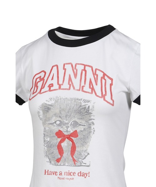 GANNI（ガニー）の「BASIC COTTON JERSEY MARGOT KITTY PRINT（Tシャツ/カットソー・メンズ・ホワイト・X-SMALL/MEDIUM/SMALL）」の3枚目の写真