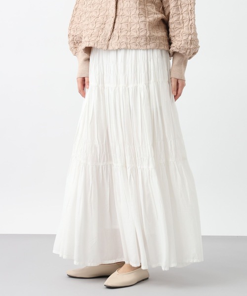 studio CLIP(スタディオクリップ)の「《natural by clip》レーヨンシャーリングロングスカート(スカート・レディース・イエロー/ブラック/オフホワイト・FREE)」の8枚目の写真