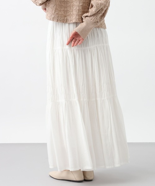 studio CLIP(スタディオクリップ)の「《natural by clip》レーヨンシャーリングロングスカート(スカート・レディース・イエロー/ブラック/オフホワイト・FREE)」の10枚目の写真