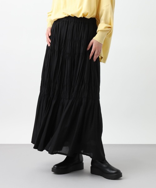 studio CLIP(スタディオクリップ)の「《natural by clip》レーヨンシャーリングロングスカート(スカート・レディース・イエロー/ブラック/オフホワイト・FREE)」の12枚目の写真
