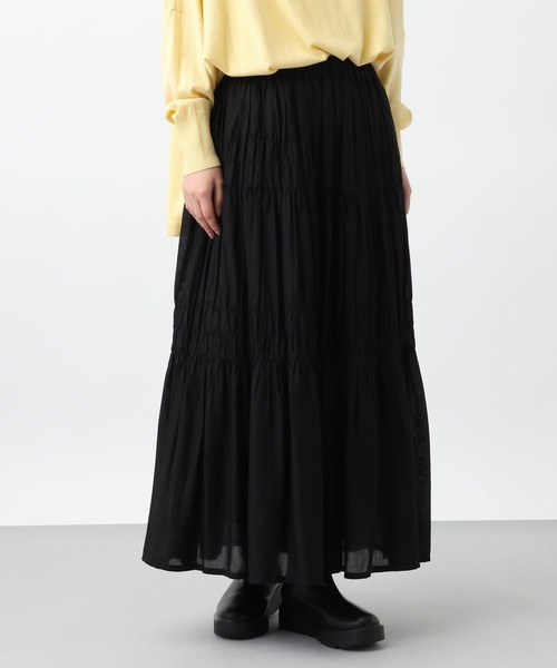 studio CLIP(スタディオクリップ)の「《natural by clip》レーヨンシャーリングロングスカート(スカート・レディース・イエロー/ブラック/オフホワイト・FREE)」の13枚目の写真