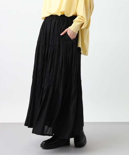 studio CLIP(スタディオクリップ)の「《natural by clip》レーヨンシャーリングロングスカート(スカート・レディース・イエロー/ブラック/オフホワイト・FREE)」の15枚目の写真