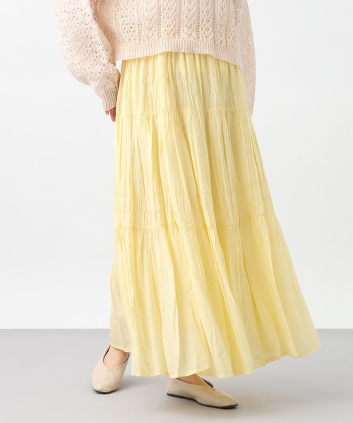 studio CLIP(スタディオクリップ)の「《natural by clip》レーヨンシャーリングロングスカート(スカート・レディース・イエロー/ブラック/オフホワイト・FREE)」の17枚目の写真